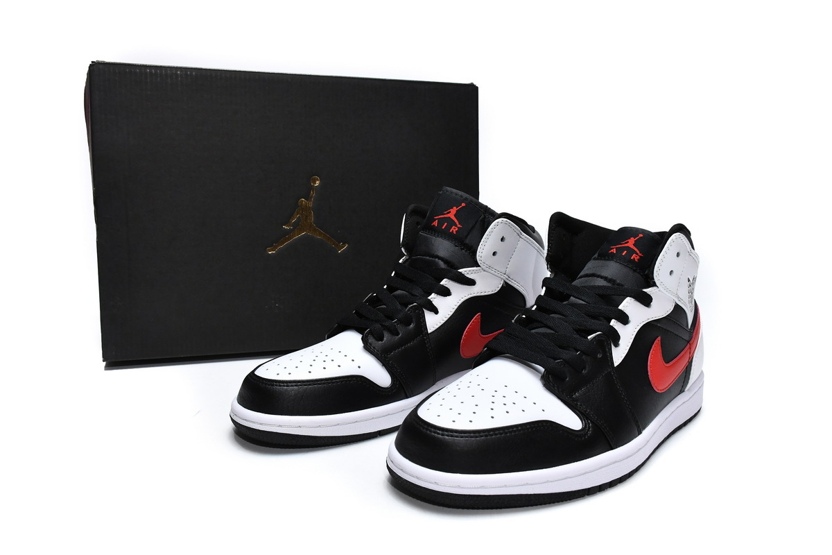 Jordan 1 Mid Black Chile Red White (Mid Quality)