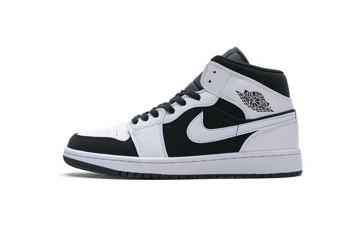 Jordan 1 Mid White Black (Mid Quality)