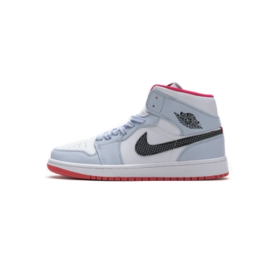 Jordan 1 Mid Half Blue Polka Dot Swoosh (GS) (Mid Quality) 01