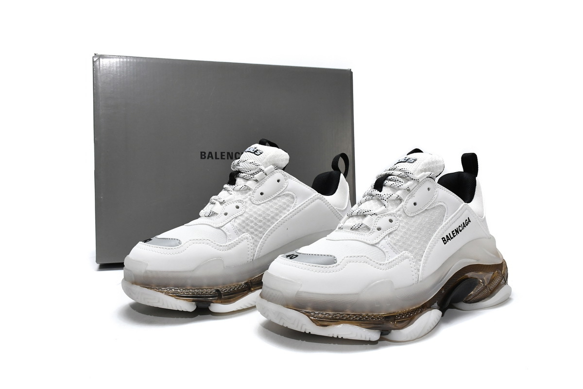 Blalenciaga Triple S Clear Sole White Grey