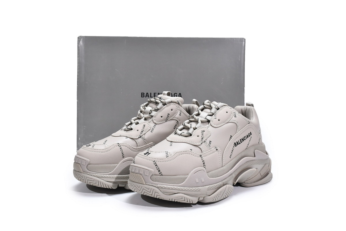 Balenciaga All Over Logo Triple S Beige