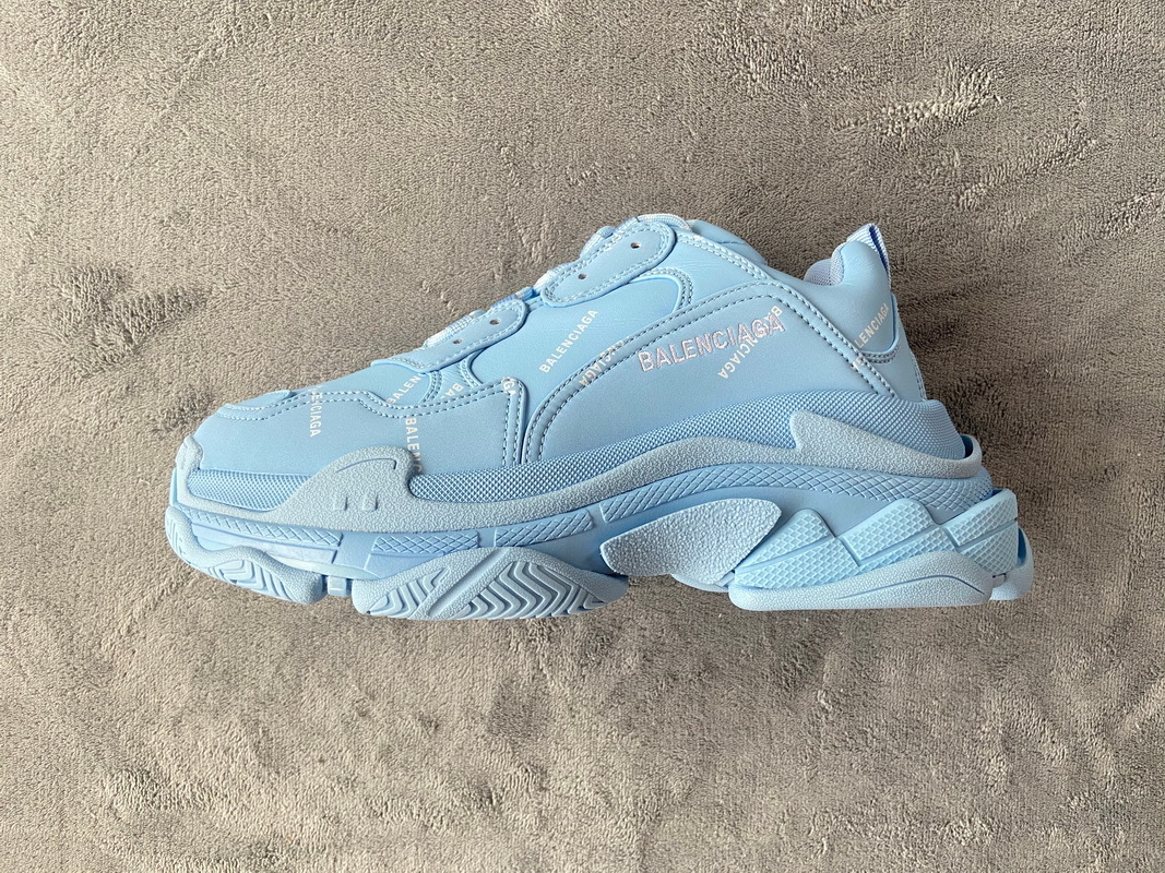 Balenciaga All Over Logo Triple S Blue Grey Black