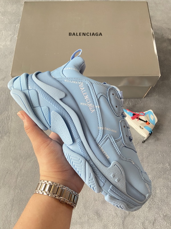 Balenciaga All Over Logo Triple S Blue Grey Black