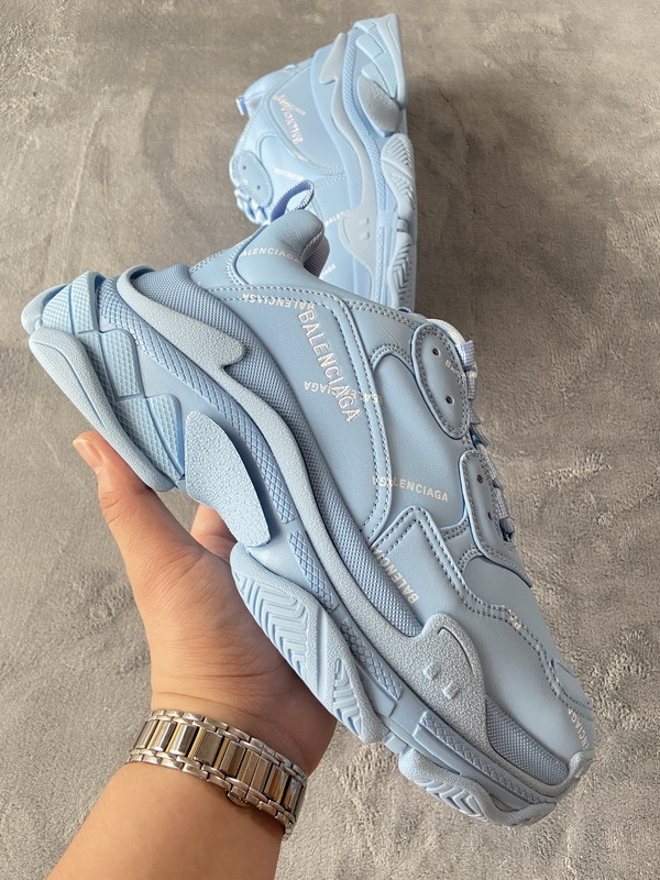 Balenciaga All Over Logo Triple S Blue Grey Black