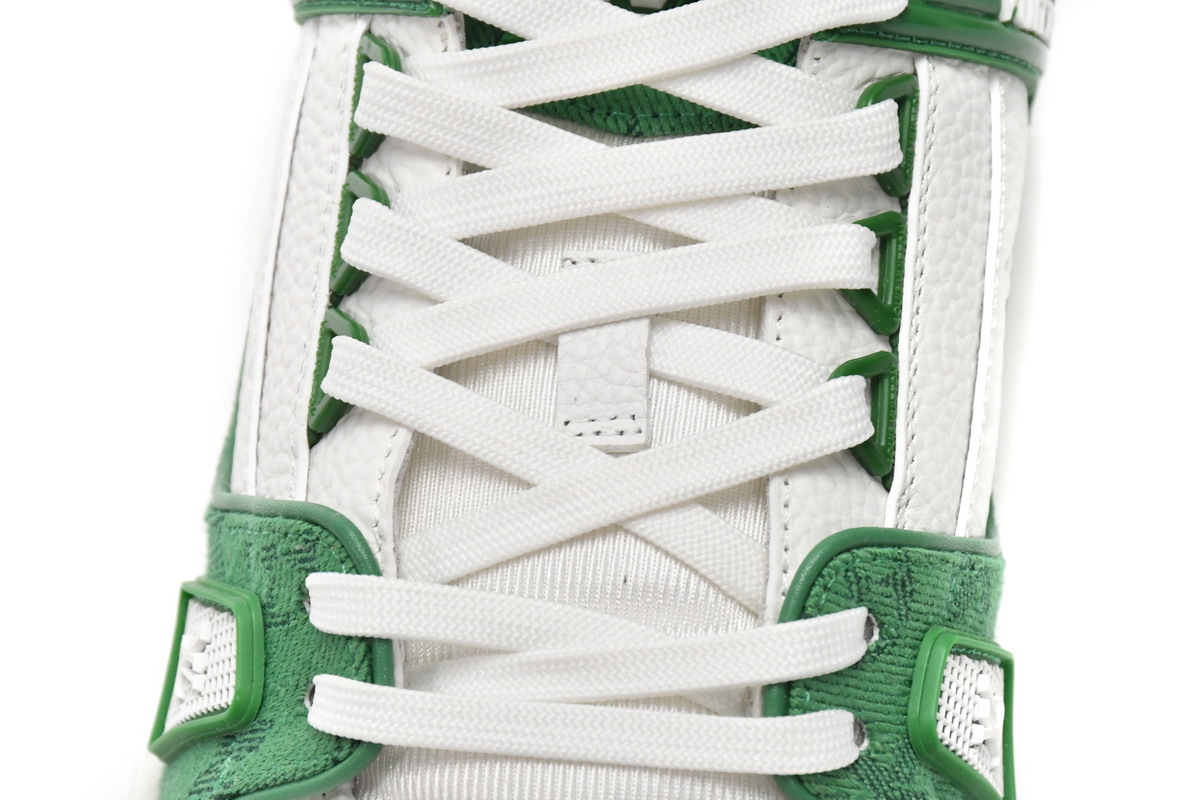 Louis Vuitton Trainer Green Monogram Denim White