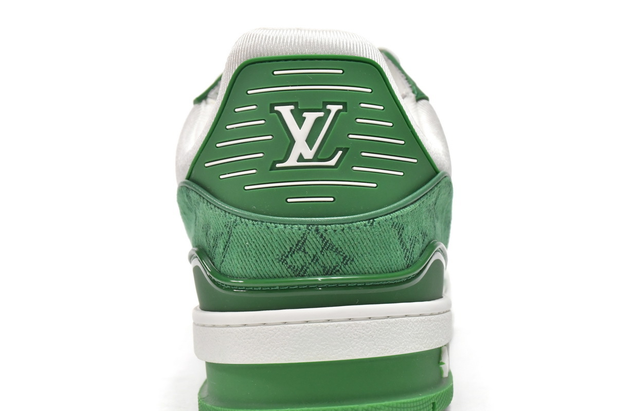 Louis Vuitton Trainer Green Monogram Denim White