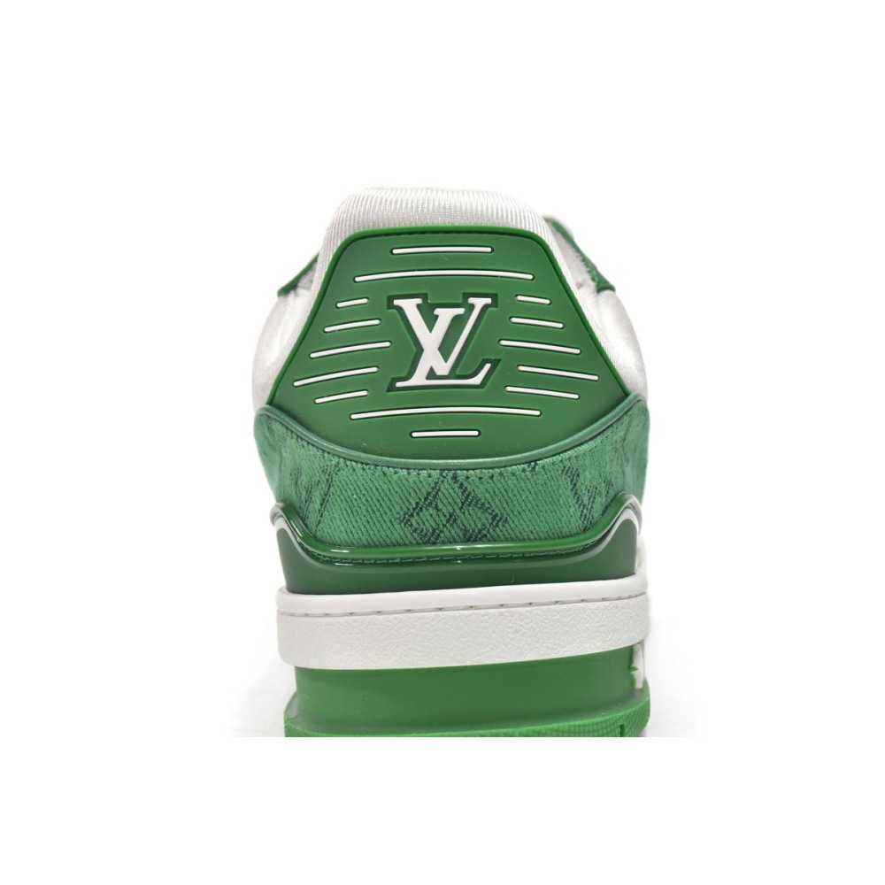 Louis Vuitton Trainer Green Monogram Denim White