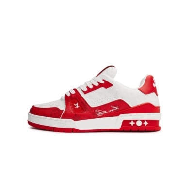 Louis Vuitton Trainer #54 Signature Red White 01