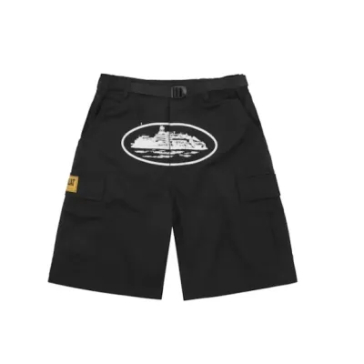 Zafa wear Corteiz Alcatraz Cargo Shorts Black 01