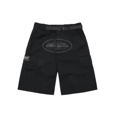 Zafa wear Corteiz Alcatraz Cargo Shorts in Triple Black 01