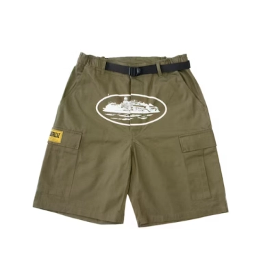 Zafa wear Corteiz Alcatraz Cargo Shorts Khaki Green 01