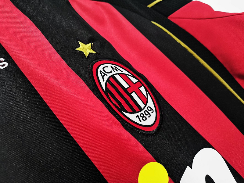 Serie A 2006/07 AC Milan Home Long Sleeve Soccer Jersey 
