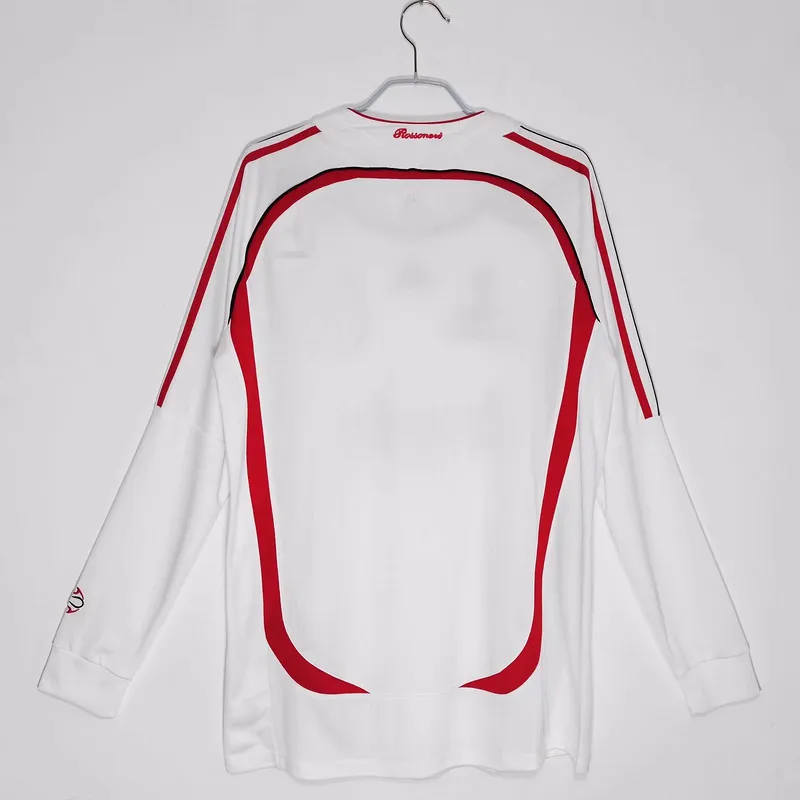 Serie A 2006/07 AC Milan Away Long Sleeve Soccer Jersey 