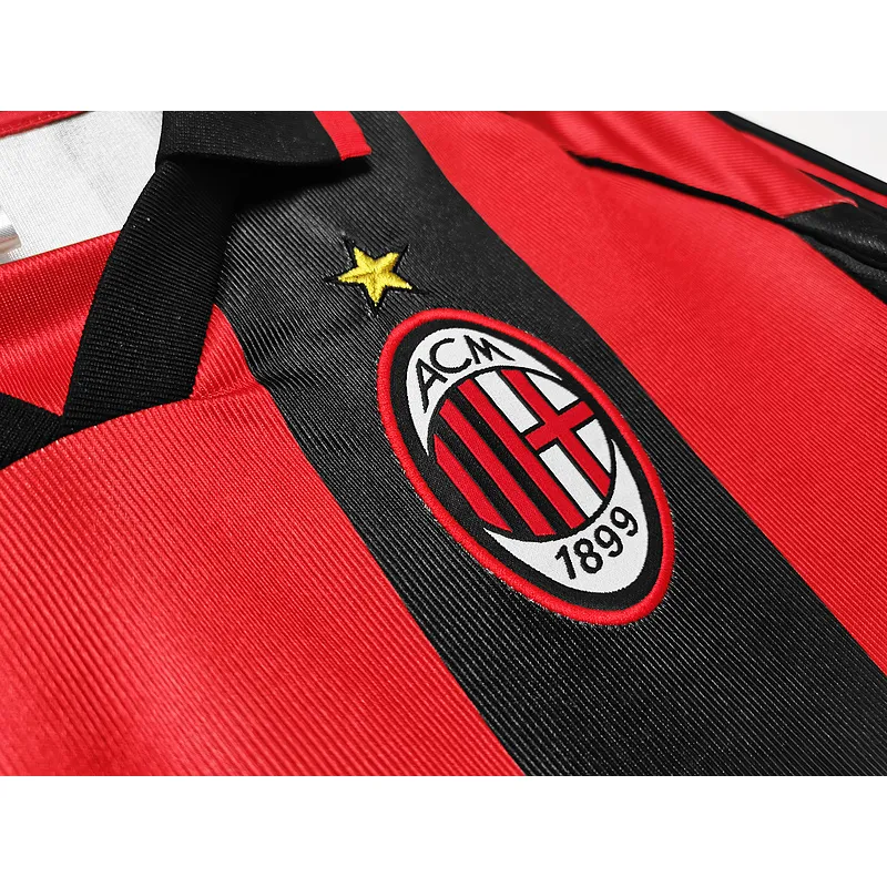 Serie A 1998/99 AC Milan Retro Home Soccer Jersey