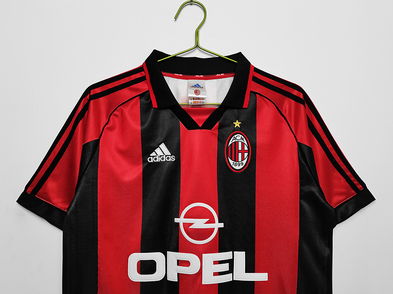 Serie A 1998/99 AC Milan Retro Home Soccer Jersey