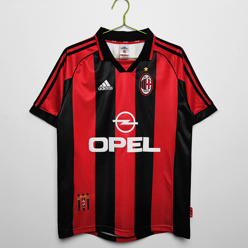 Serie A 1998/99 AC Milan Retro Home Soccer Jersey
