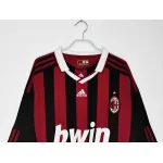 Serie A 2009/10 AC Milan Home Long Sleeve Soccer Jersey 