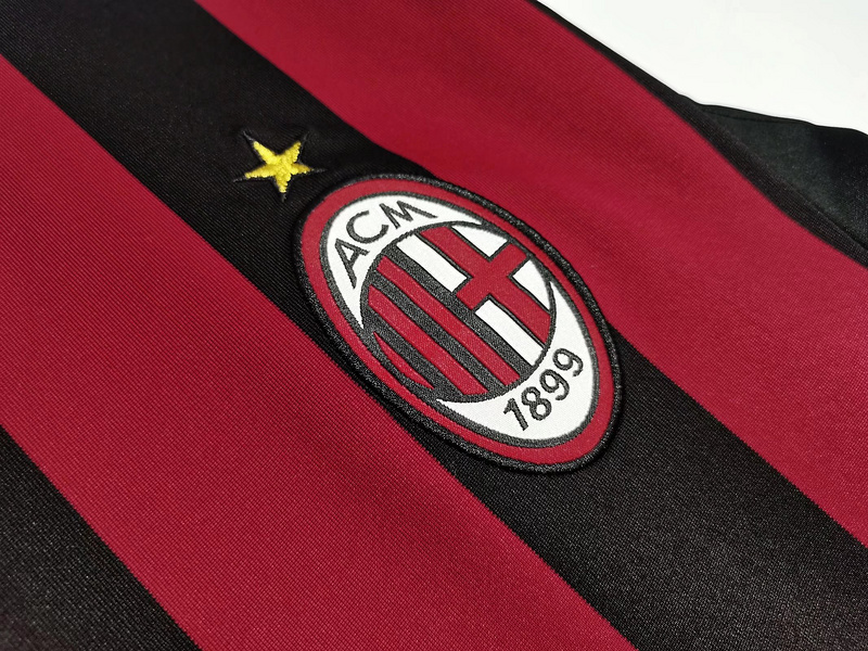 Serie A 2009/10 AC Milan Home Long Sleeve Soccer Jersey 