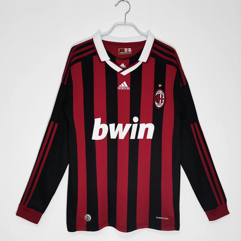 Serie A 2009/10 AC Milan Home Long Sleeve Soccer Jersey 
