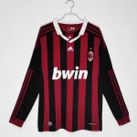 Serie A 2009/10 AC Milan Home Long Sleeve Soccer Jersey 