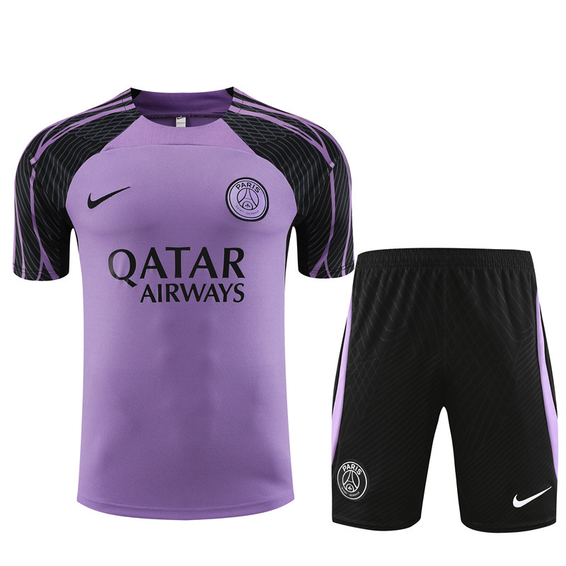 Ligue 1 23/24 Paris FC Soccer Training Suit Black and Purple