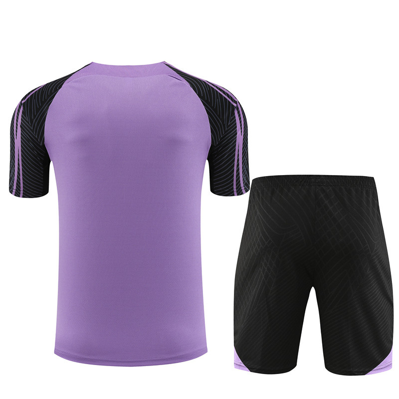Ligue 1 23/24 Paris FC Soccer Training Suit Black and Purple