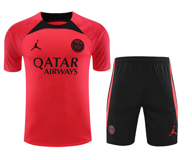 Ligue 1 23/24 Paris FC Soccer Training Suit Red and Black