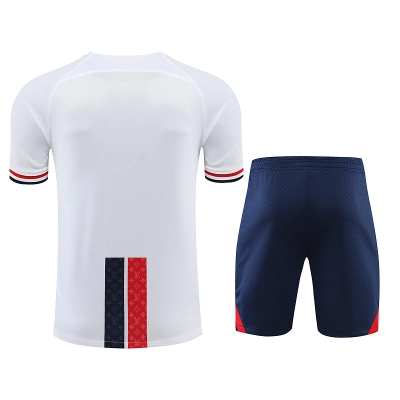 Ligue 1 23/24 Paris FC Soccer Training Suit White (red and blue bars) 02