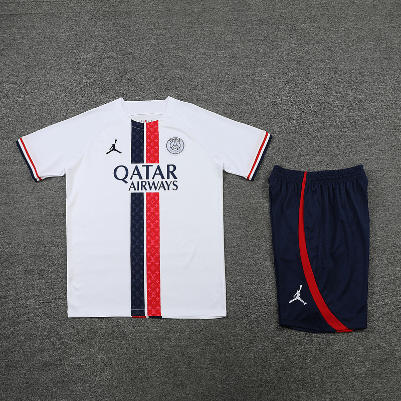 Ligue 1 23/24 Paris FC Soccer Training Suit White (red and blue bars)