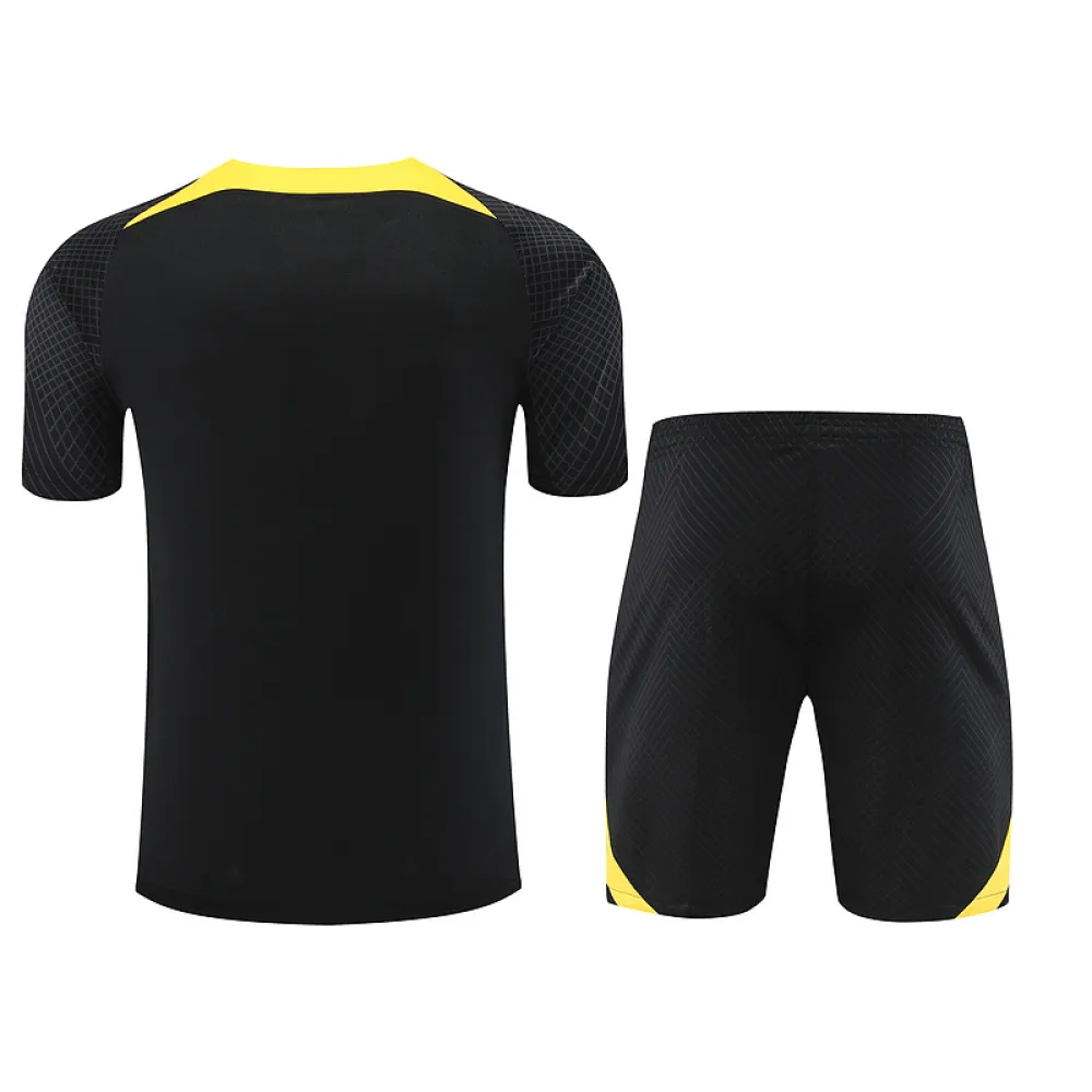 Ligue 1 23/24 Paris FC Soccer Training Suit Black and Yellow