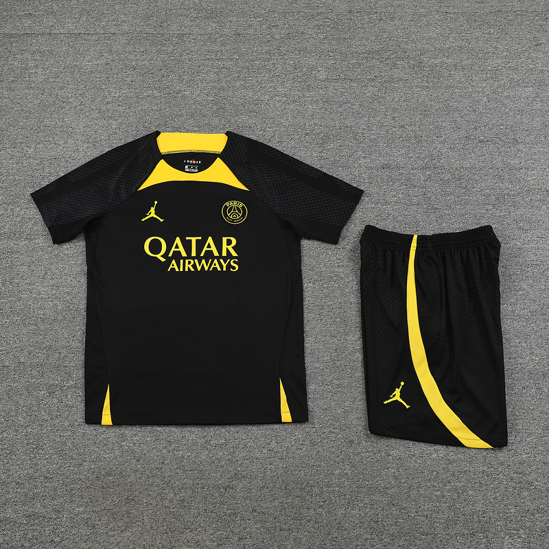 Ligue 1 23/24 Paris FC Soccer Training Suit Black and Yellow
