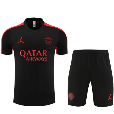 Ligue 1 23/24 Paris FC Soccer Training Suit Black and Red 01