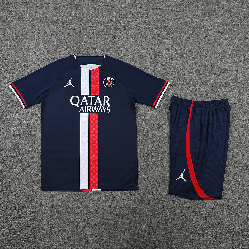 Ligue 1 23/24 Paris FC Soccer Training Suit Black (red and blue bars)