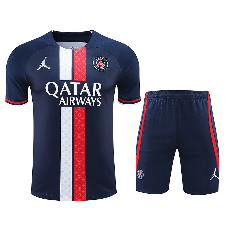 Ligue 1 23/24 Paris FC Soccer Training Suit Black (red and blue bars)