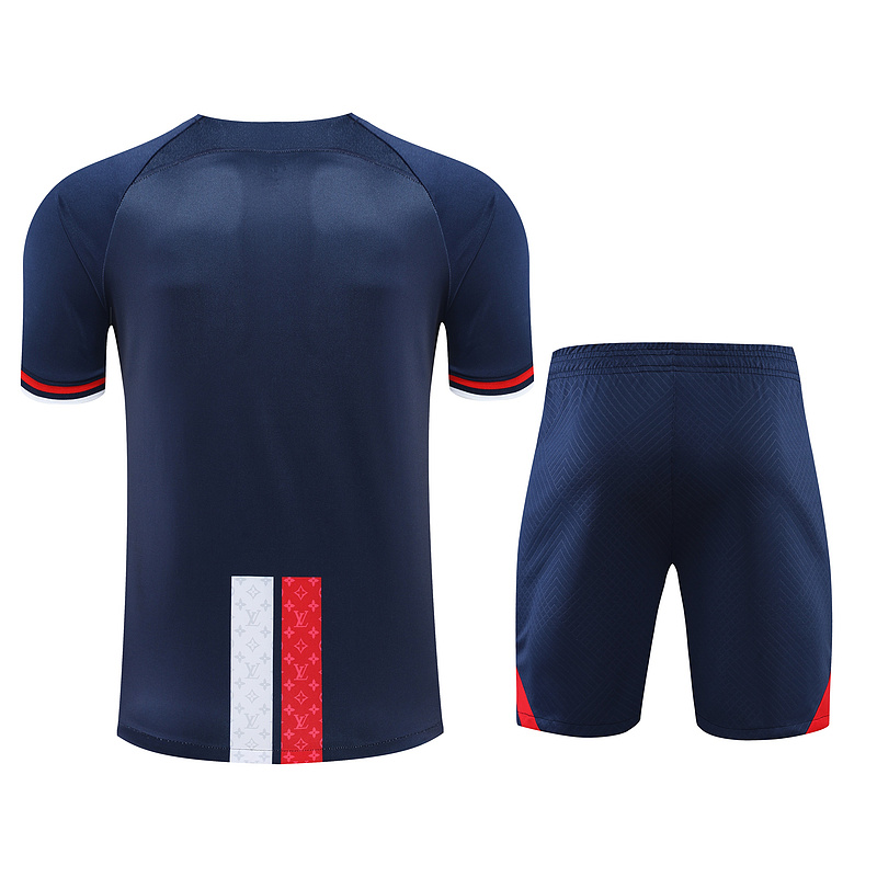 Ligue 1 23/24 Paris FC Soccer Training Suit Black (red and blue bars)