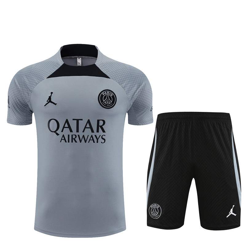 Ligue 1 23/24 Paris FC Soccer Training Suit Grey and Black
