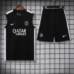 Ligue 1 23/24 Paris FC Soccer Vest Training Suit Black With White