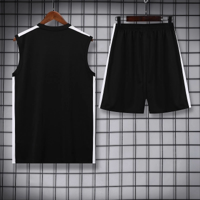 Ligue 1 23/24 Paris FC Soccer Vest Training Suit Black With White 02