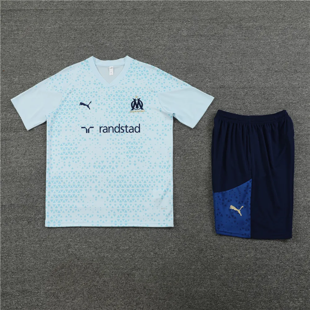 Ligue 1 23/24 Olympique de Marseille Soccer Training Suit Light Blue