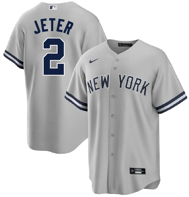 Men's New York Yankees Derek Jeter Gray Away Jersey