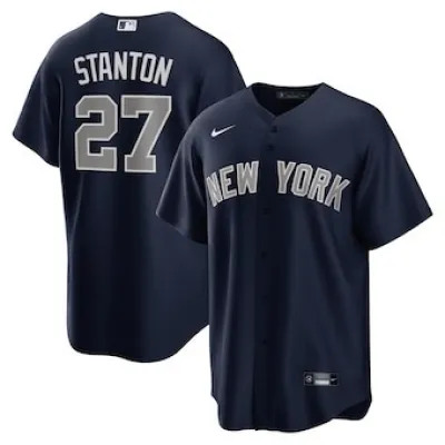 Men's New York Yankees Giancarlo Stanton Navy Alternate Replica Jersey 01