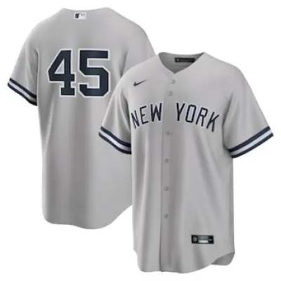 Men's New York Yankees Gerrit Cole Gray Road Replica #45 Jersey 01