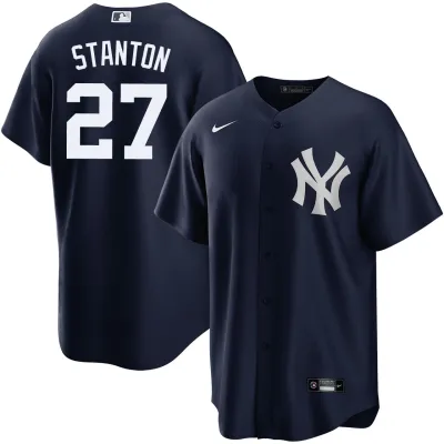 Youth New York Yankees Giancarlo Stanton Navy Alternate Replica Jersey 01