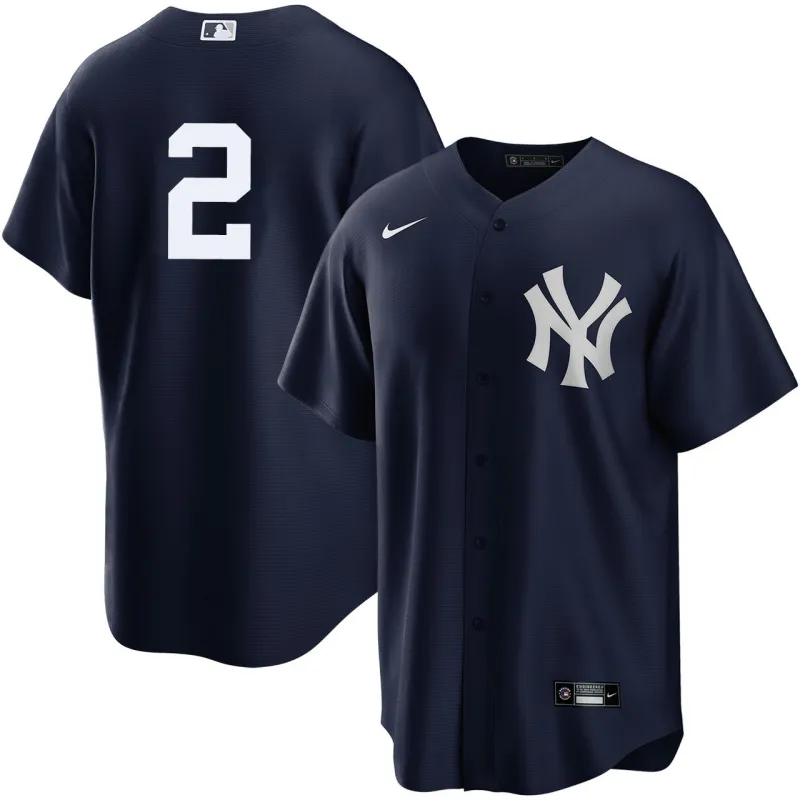Men's New York Yankees Derek Jeter Navy Alternate Replica #2 Jersey