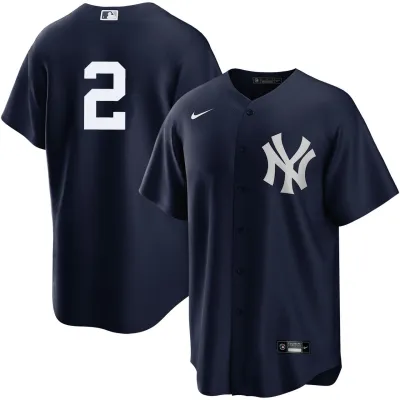 Men's New York Yankees Derek Jeter Navy Alternate Replica #2 Jersey 01