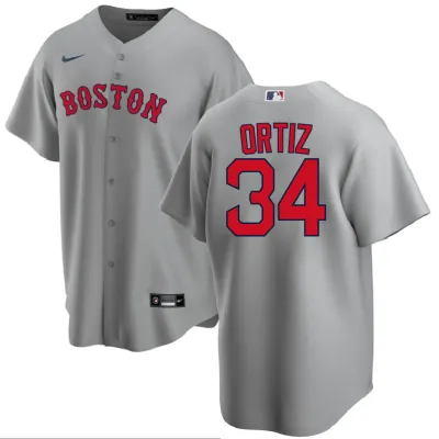 Men's Boston Red Sox David Ortiz Gray Road Replica Player Name Jersey 01