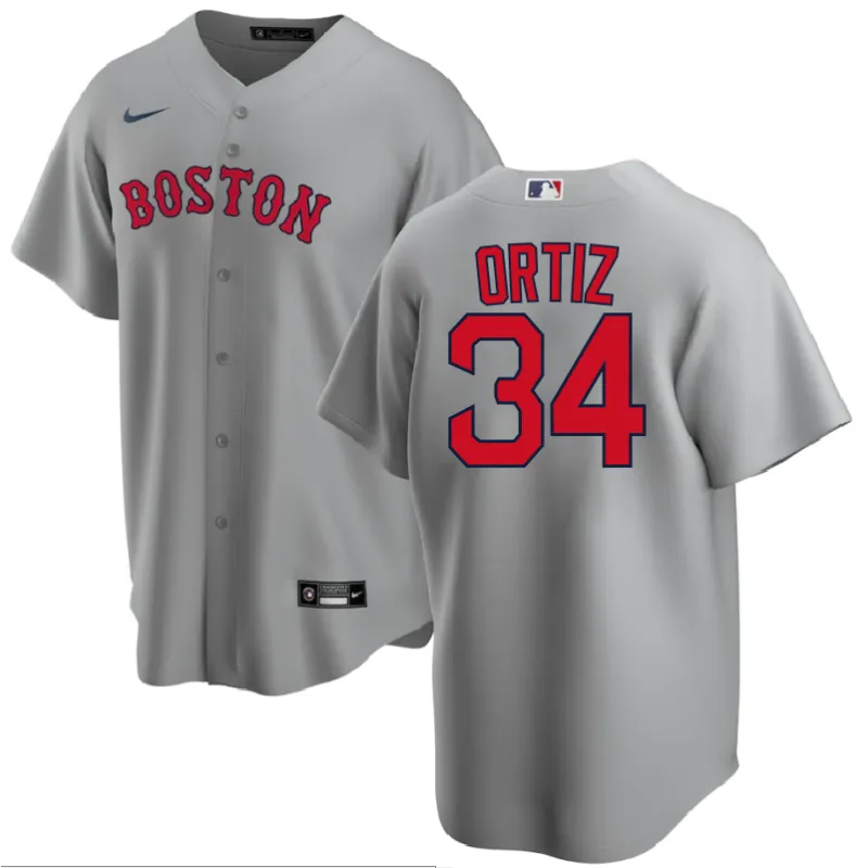 Men's Boston Red Sox David Ortiz Gray Road Replica Player Name Jersey