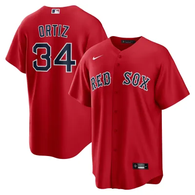 Men's Boston Red Sox David Ortiz Red Replica Player Name Jersey 01