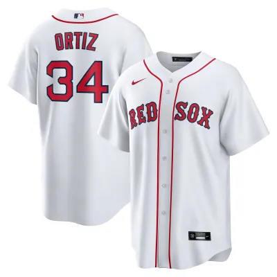 Men's Boston Red Sox David Ortiz White Home Replica Player Name Jersey 01