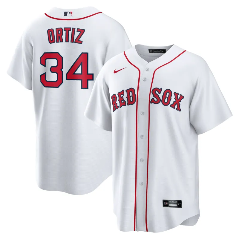 Men's Boston Red Sox David Ortiz White Home Replica Player Name Jersey